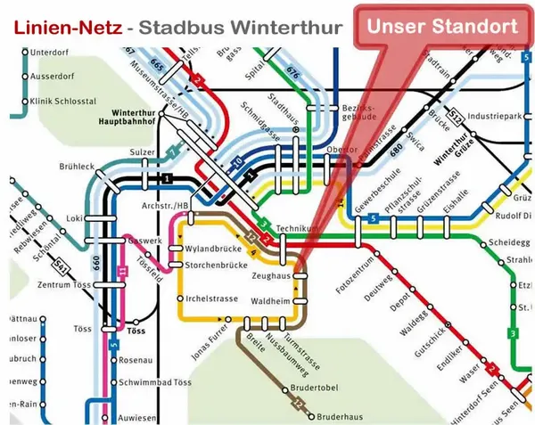 Die Busslinien zum  owi Praxis für Integrative Hypnosetherapie - Veränderungscoaching für Systemische Aufstellungen - open way institute: owi Praxis für Integrative Hypnosetherapie - Veränderungscoaching